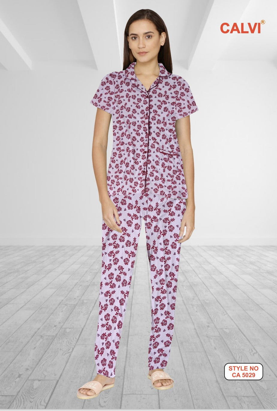 Ladies Polo Shirt Pyjama Set