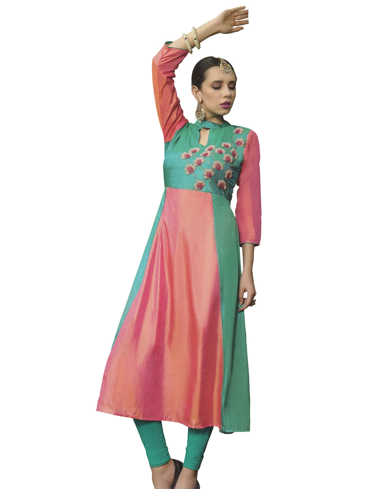 Buy Mossaya Women's Premium Designer, Black, Cotton Silk, long, Angrakha  Style Kurti Dress set at Amazon.in